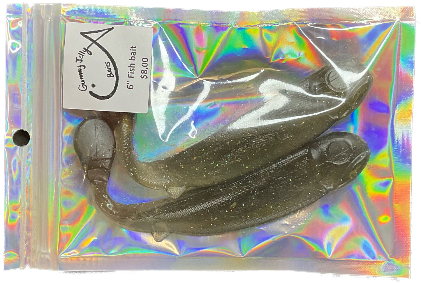 Fish bait 6 “ - Mix gold smoke pearl with holo glitter