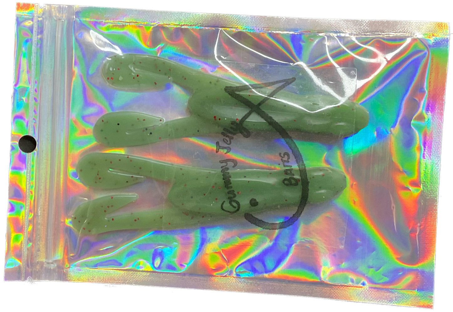 Curly Frog 4.5 “ - Green with black and red glitter