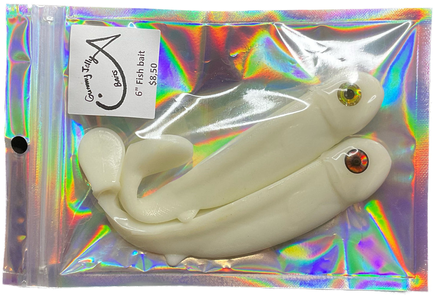 Fish bait 6 “ with 3D eyes - Basic white